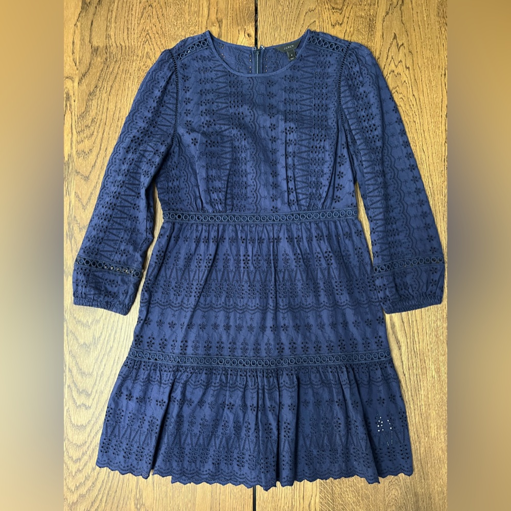 J Crew eyelet long sleeve dress